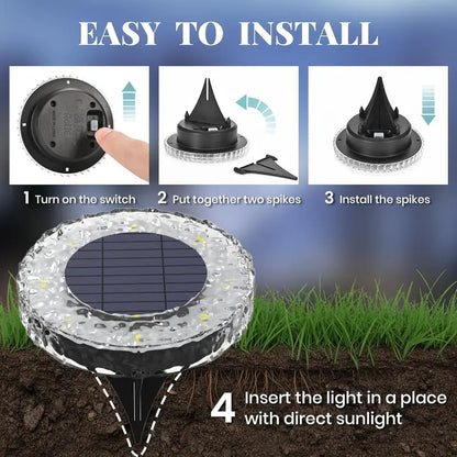 💡Crystalline Ripple Solar Ground Lights – Outdoor Pathway Lighting