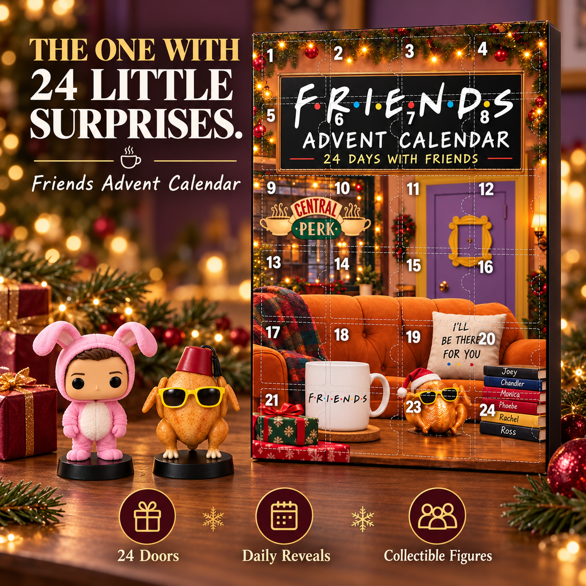 ☕ 24-Day Friends-Themed Advent Calendar – Sitcom Character Collectibles & Christmas Countdown
