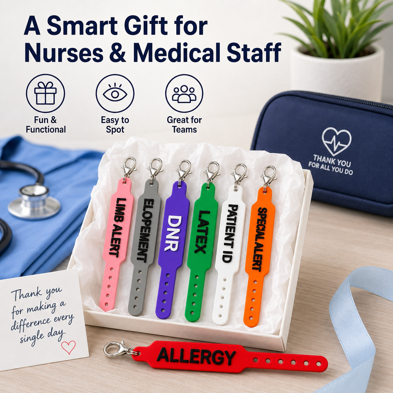 🏥 Hospital Wristband Charm | Nurse Badge & Keychain Accessory🩺