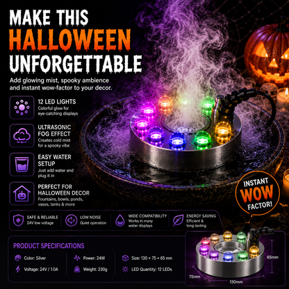 🌫️ Ultrasonic Mist Maker Fogger-🎃Turn Water Into Spooky Glowing Fog
