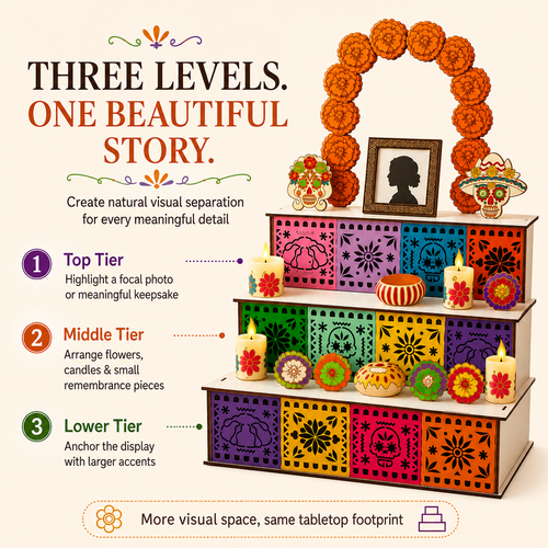 🔥Last Day 49% OFF - 🎃Day of the Dead Wooden Altar Display Set | 💕Death is not the end of life, forgetting is