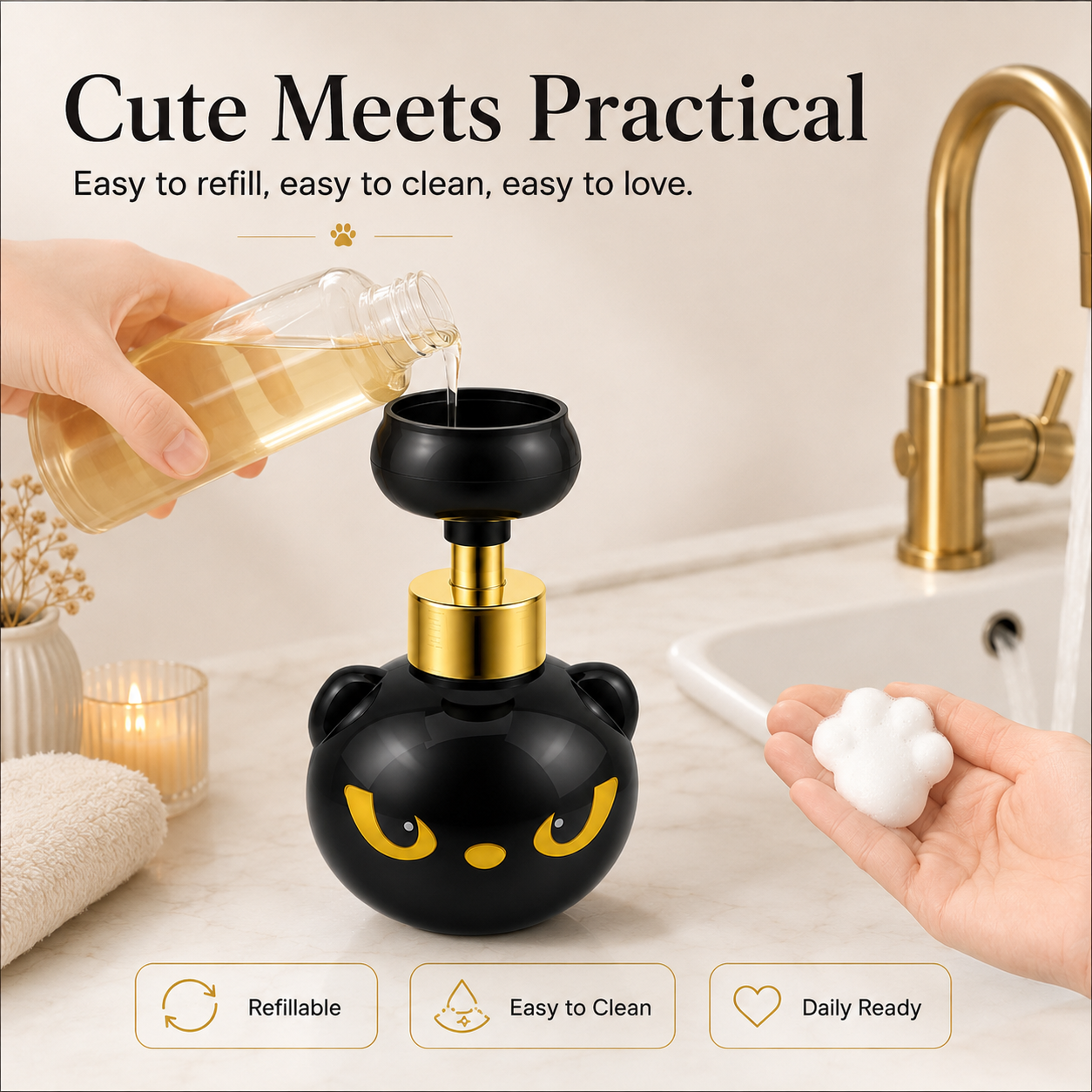🐾Cat Paw Foam Soap Dispenser-Pressing a Paw and Getting a Smile Back