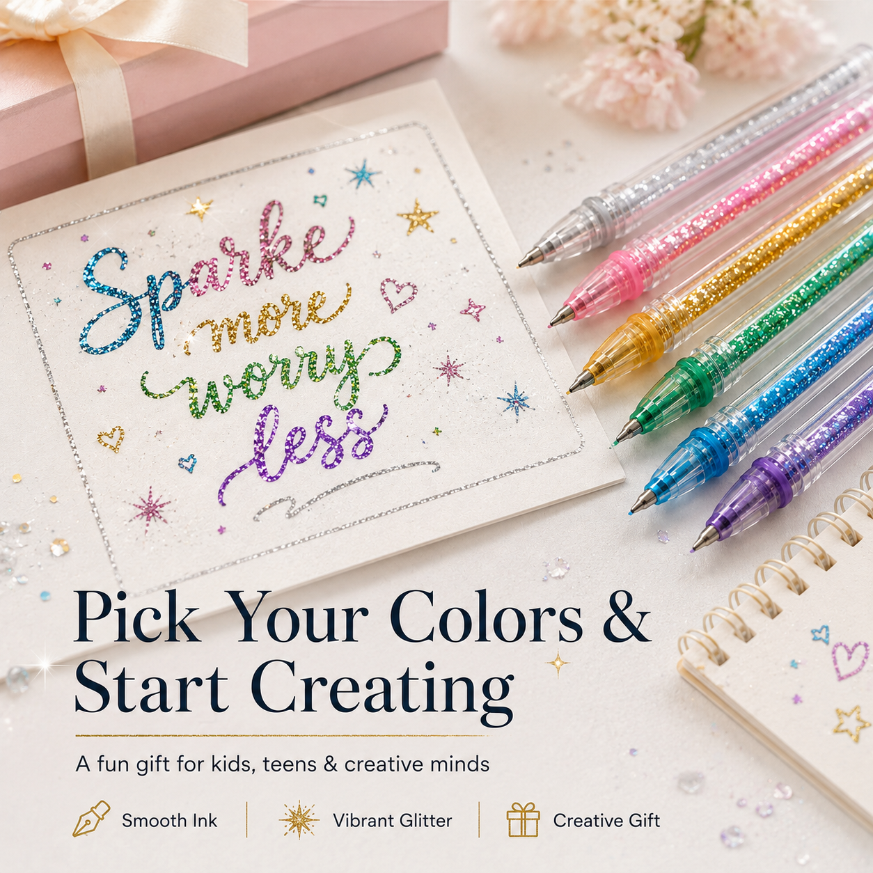 🎨✨Glitter Gel Pen Set-18 Sparkling Colors for Creative Fun