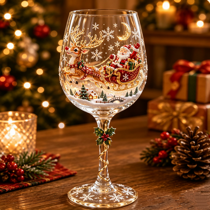 ✨🎄 Christmas 3D Wine Glass Gift Box Set – Festive Holiday Glassware Collection ✨