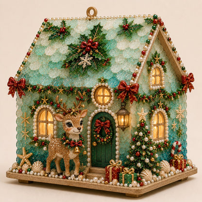 ⏳ Last Day 49% OFF – 🏡 Beginner-Friendly DIY Glowing Coastal Glass-Style Christmas Cottage Kit Collection | Complete Kit with Sea Glass-Style Pieces, Pearl Beads & Step-by-Step Guide Included 💕