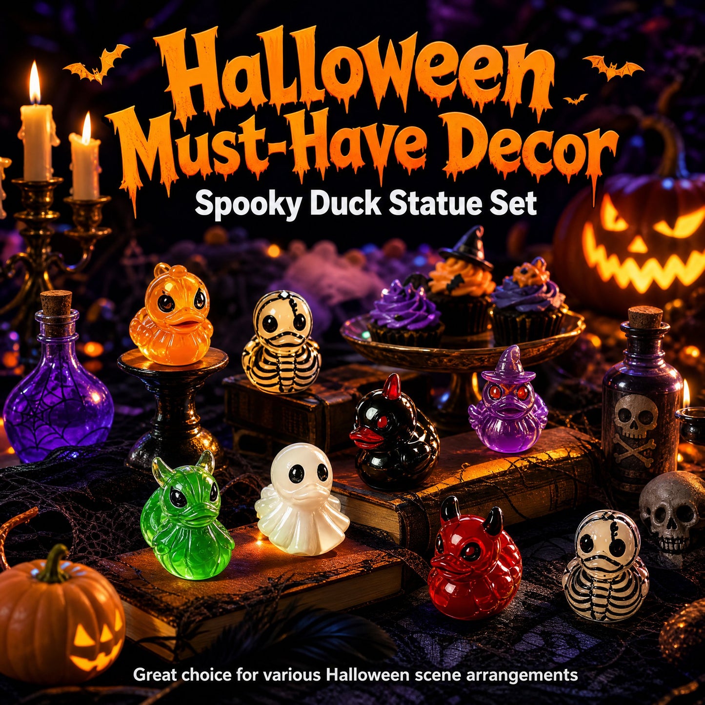 👻🎃Glow-In-The-Dark Mini Halloween Duck Set