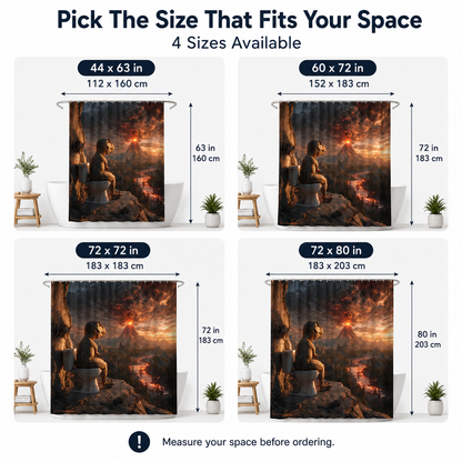 🦖Fun Dinosaur Volcano Bathroom Shower Curtain