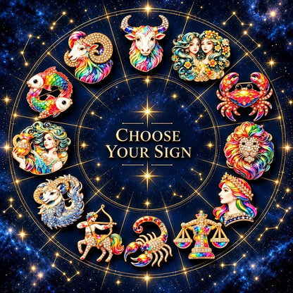 ♈ Luxury Zodiac Enamel Brooch – Colorful Astrology Lapel Pin for Blazers, Coats & Gifts