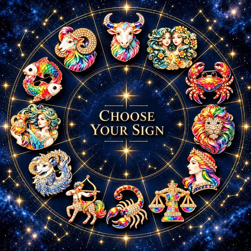 ♈ Luxury Zodiac Enamel Brooch – Colorful Astrology Lapel Pin for Blazers, Coats & Gifts
