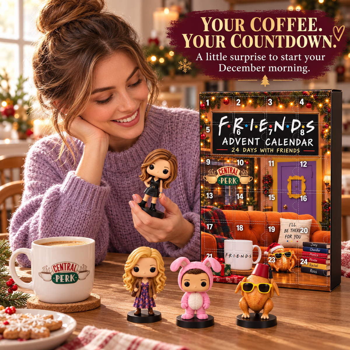 ☕ 24-Day Friends-Themed Advent Calendar – Sitcom Character Collectibles & Christmas Countdown