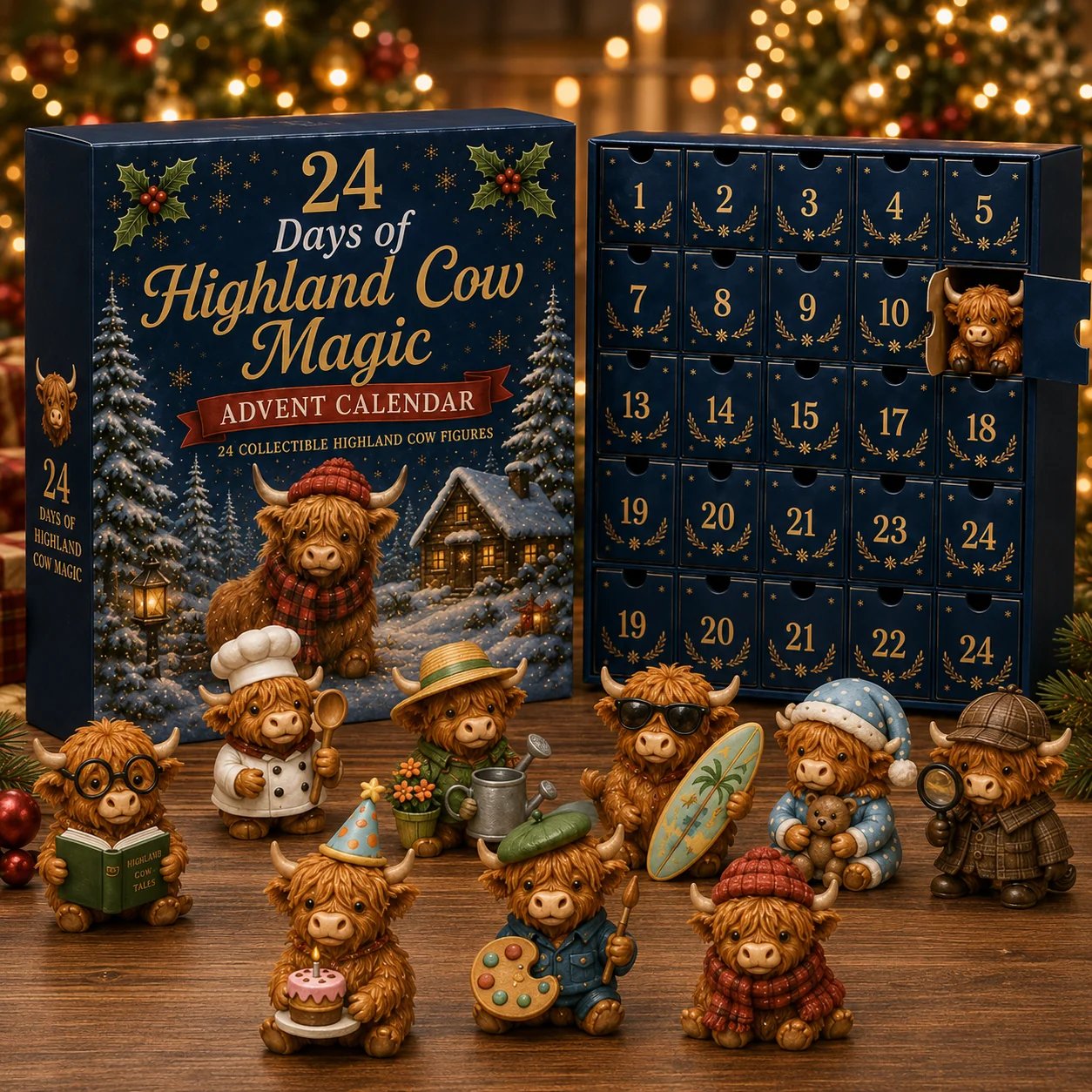 24-Day Highland Cow Advent Calendar – 24 Daily Collectible Surprises