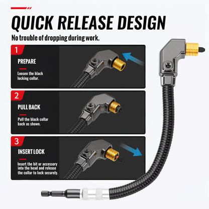 ⚙️Flexible Drill Extension with 90° Right-Angle Head & Support Handle