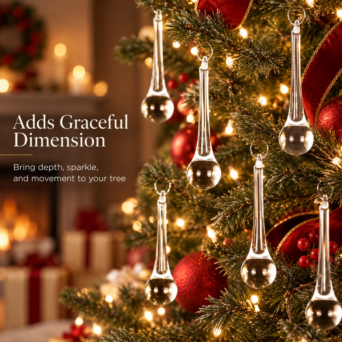 ✨ Crystal-Style Hanging Drops – Tree, Wreath, Chandelier & Holiday Decor