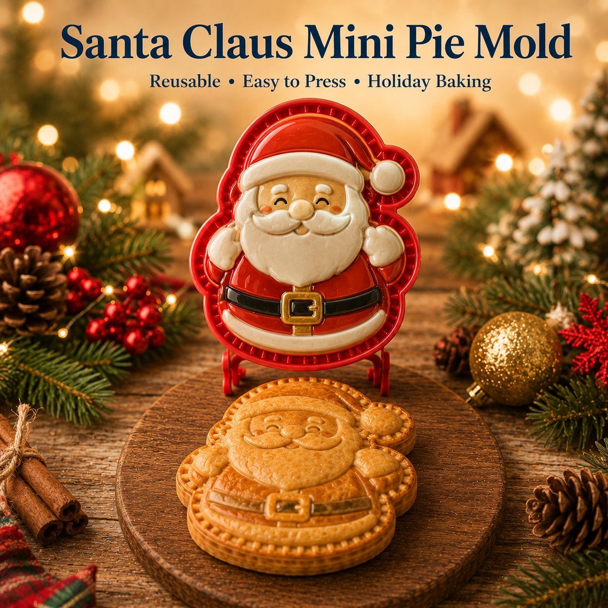 🎄 9-Design Christmas Mini Pie Mold Collection | Reusable Embossed Molds for Shaping Detailed Santa, Snowman, Reindeer, Tree & Holiday Pies