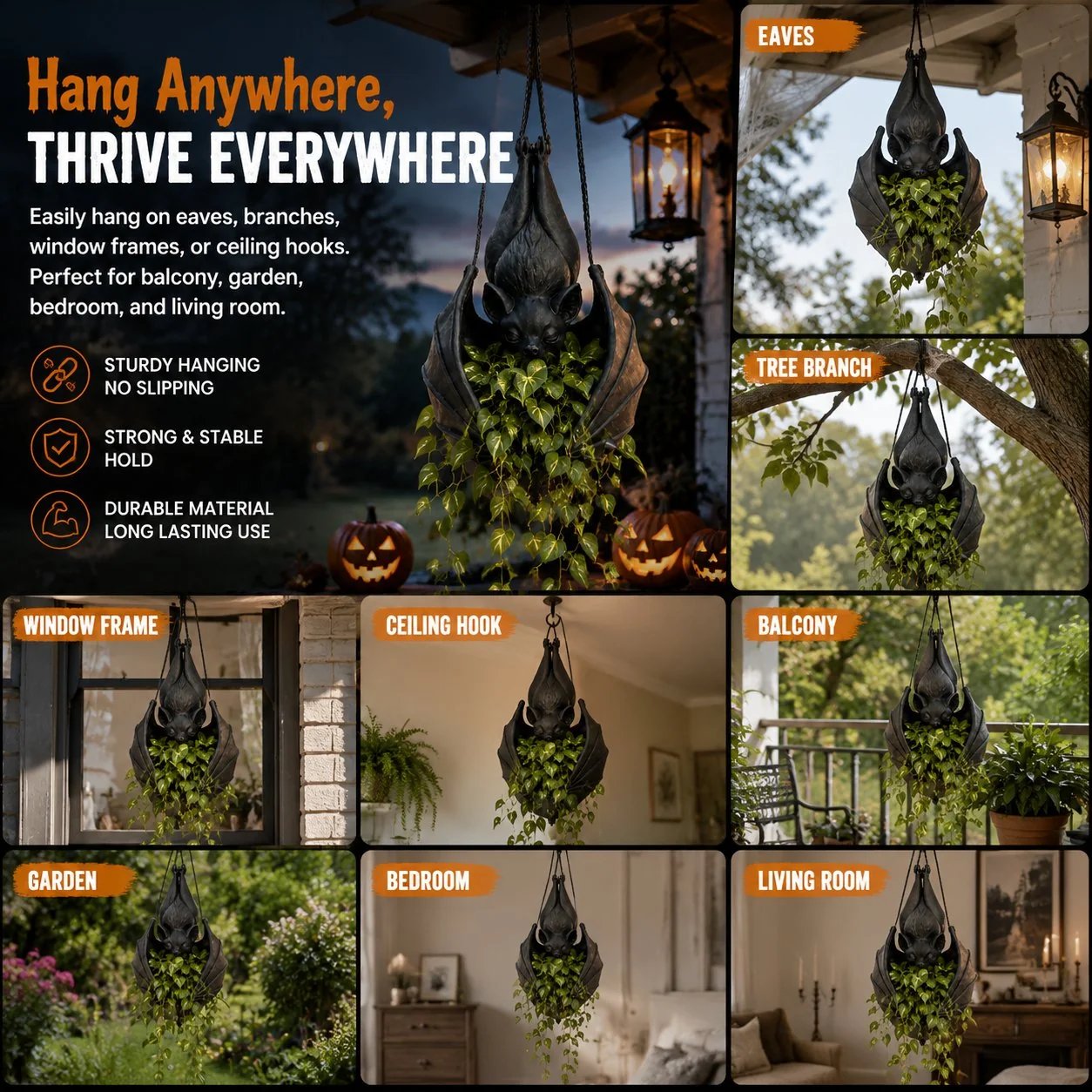 🦇 Hanging Bat Planter – Give Your Plants a Dark Side