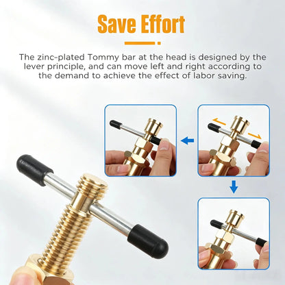 RDS SCM Compression Sleeve Puller Tool for 1/2" & 3/4" Brass Pipes, Rust-Resistant Ferrule Remover