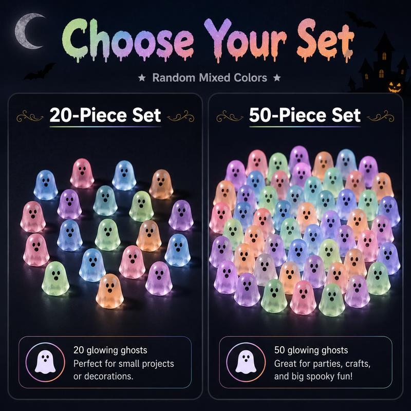🎃50 Pcs Glow In Dark Cute Ghost Resin Bead Set👻