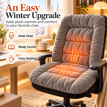 🔥🪑 Cozy Heated Office Chair Cushion ✨ Plush Quilted Seat & Back Warmer with Remote Control ⏱️❄️ Soft Comfort for Home & Office 💖🌈 6 Colors Available!