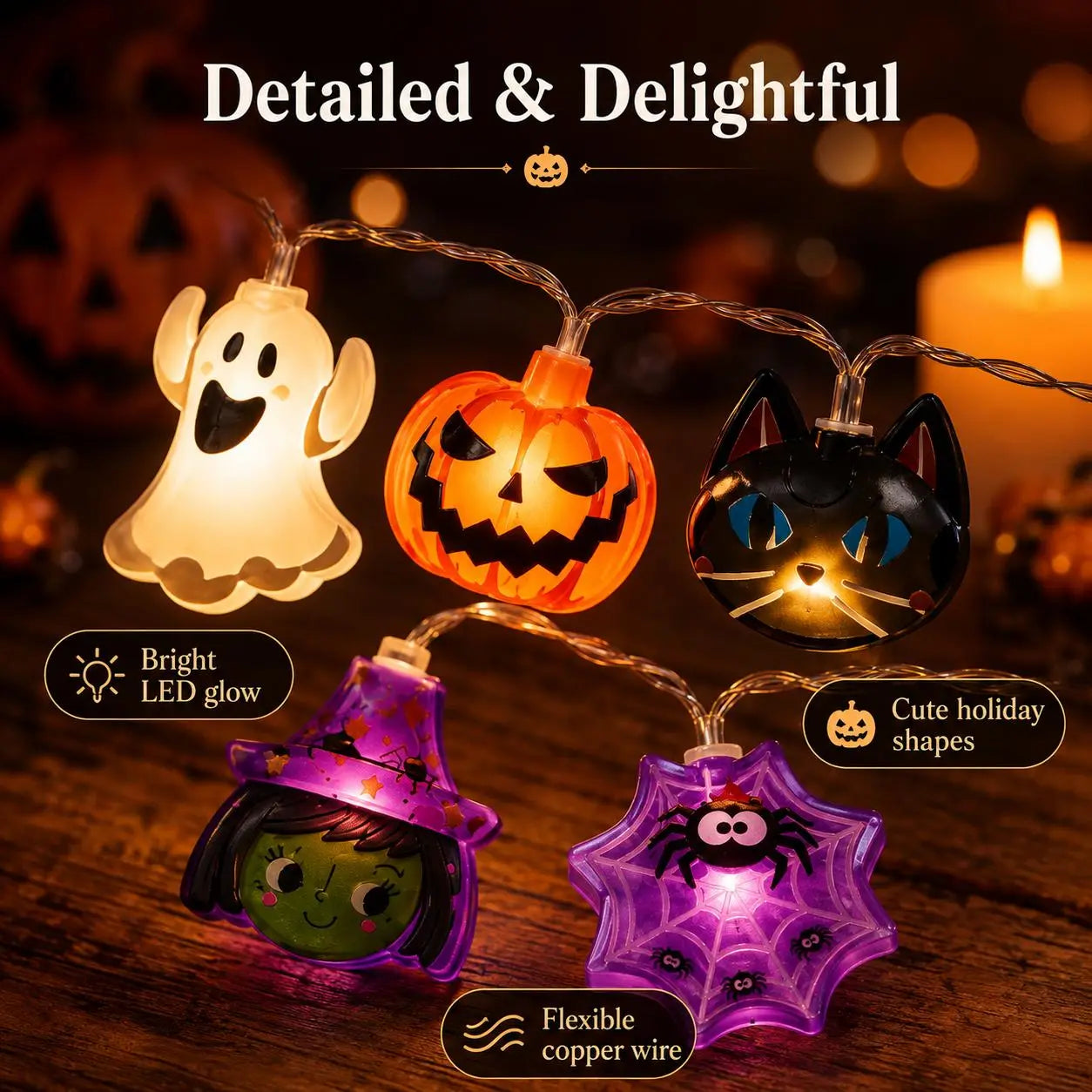 🎃USB-Powered Pumpkin LED String Lights