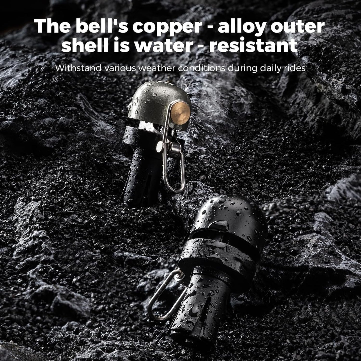 Bike Bell Bar End Bell 100dB Copper for 0.87inch Left/Right | Loud Ring, Rustproof Copper Alloy, PP Plug + Hex Key