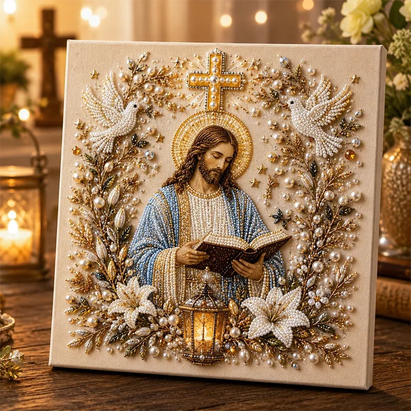 🔥Limited time 70% OFF -✝️ DIY Jesus Pearl Art Kit | 3D Pearl-Style Christian Artwork for Prayer Corners & Faith Gifts