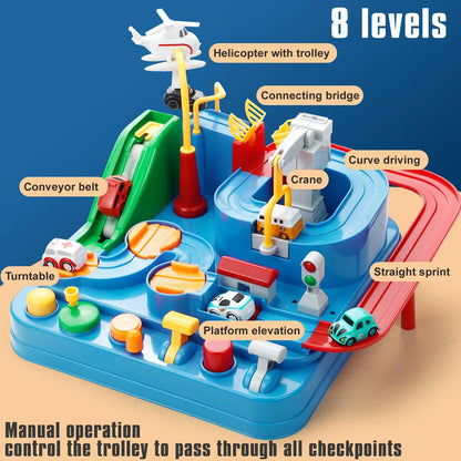 Kids Race Track Adventure Playset with 6 Cars – Interactive Educational Puzzle Toy