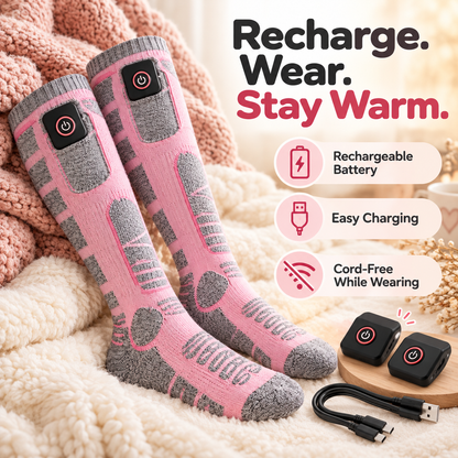 🔥 WarmStep  Rechargeable Heated Socks – Adjustable Heat for Cold Weather