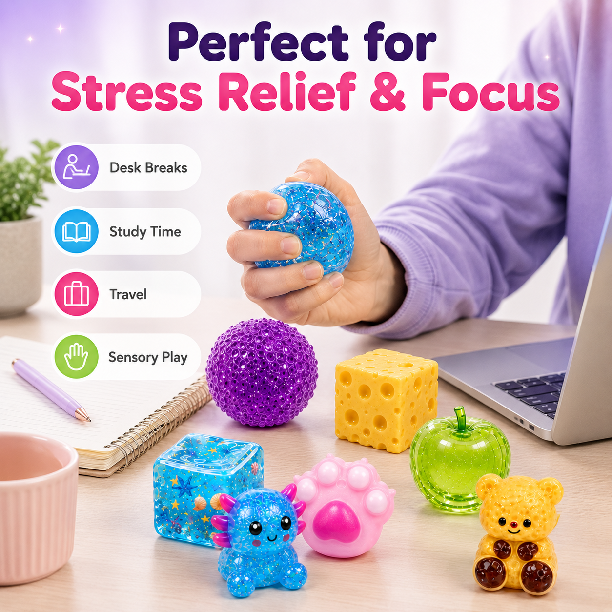 ✨ 10-Piece Mixed-Texture Squishy Set – Squeeze, Stretch & Discover the Fun!