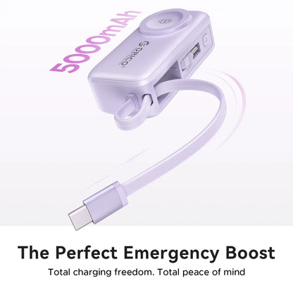 4-in-1 Folding Chargeable Portable Power Bank with Integrated Cable