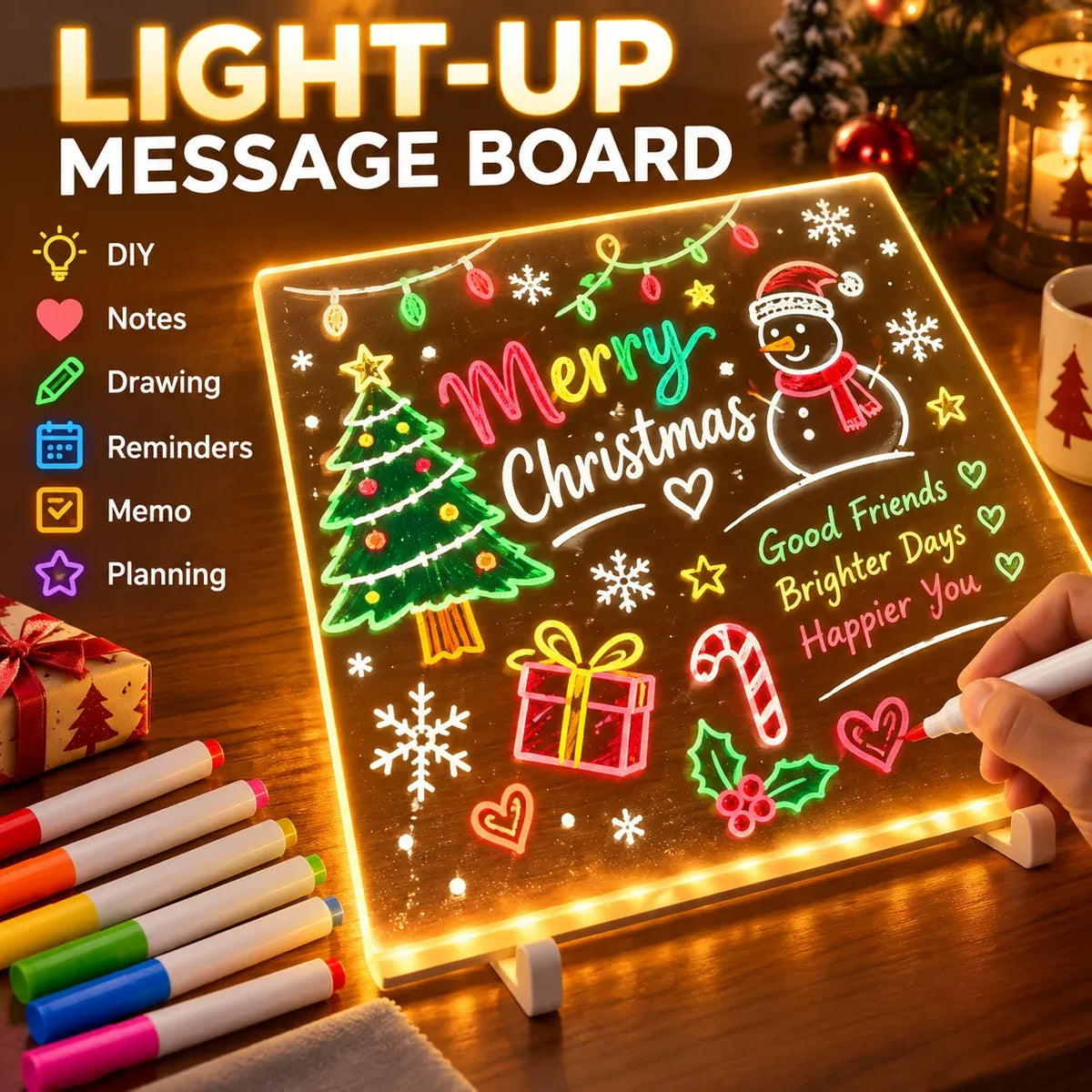 ✨ Reusable Acrylic LED Message Board – Write, Glow & Create