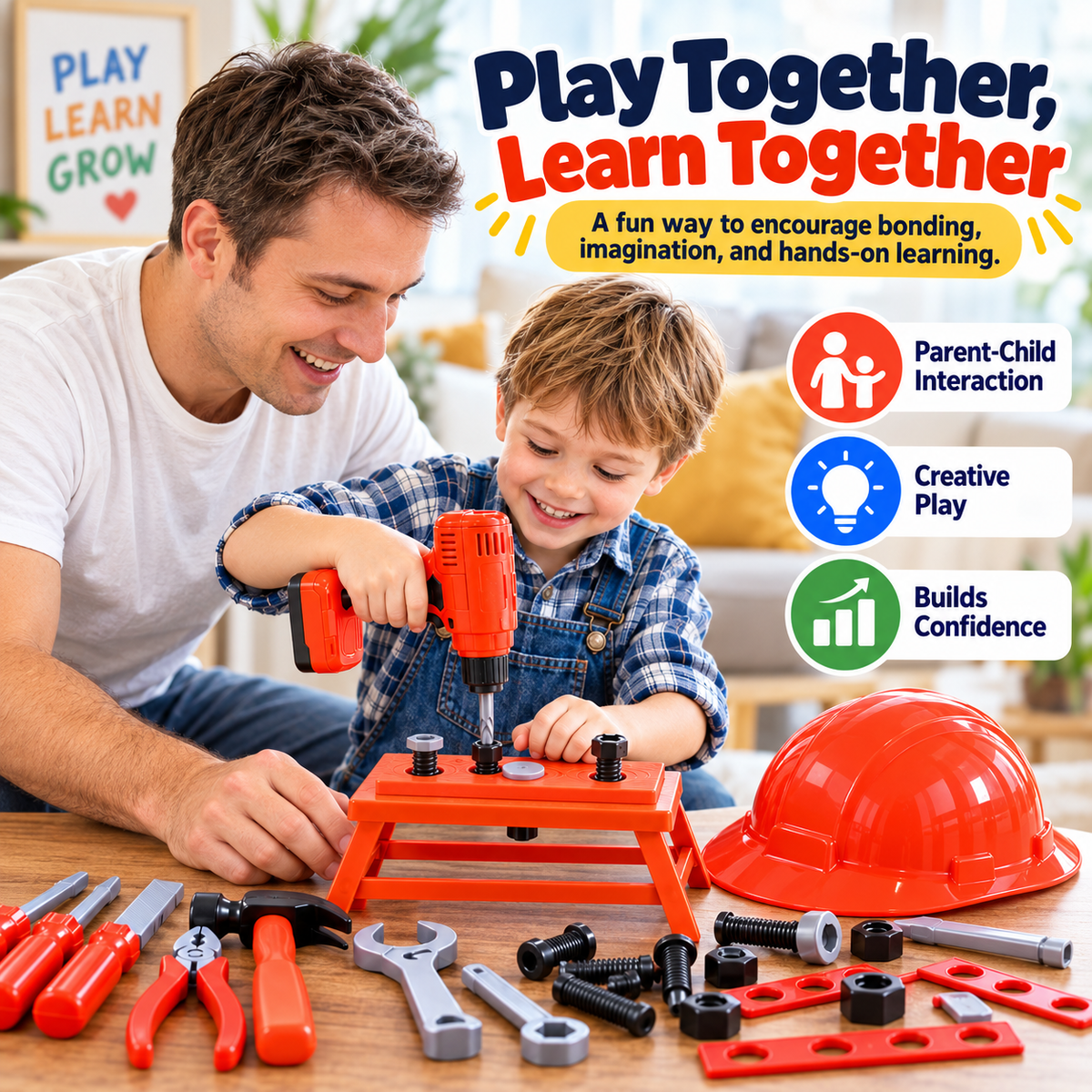 ⚡41PCS Kids Electric Drill Tool Set – Twist, Tighten, Build & Pretend