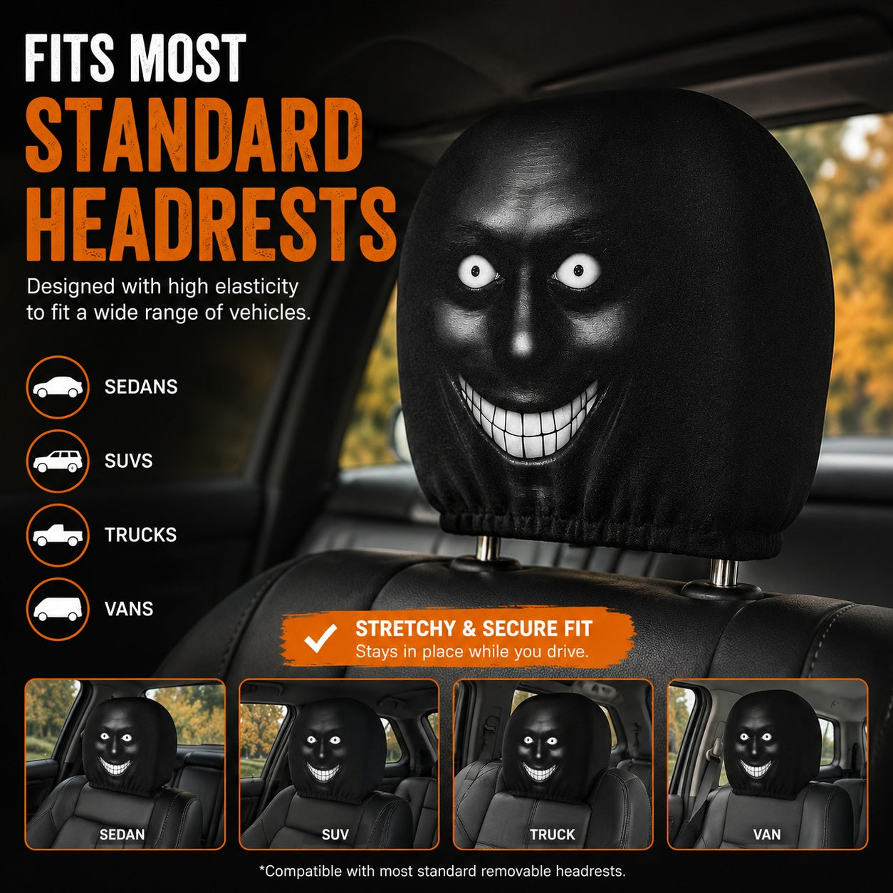 🎃 Spooky Car Headrest Covers – Make Every Drive Creepy