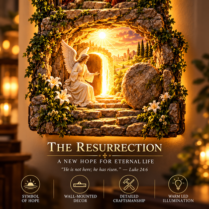 ✝️ He Is Risen – 3-Scene LED Wall Cross Lamp | Last Supper, Crucifixion & Resurrection