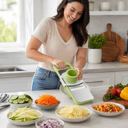 5-in-1 Vegetable Slicer &amp; Shredder — Adjustable Stainless Steel Blades