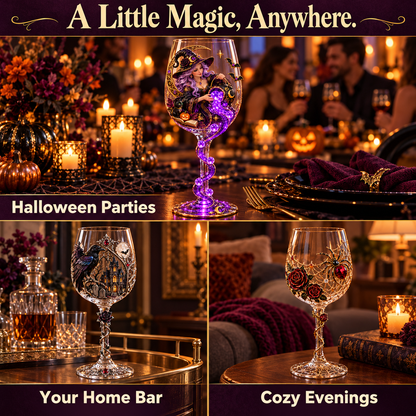 🎃 Enchanted Halloween Wine Glass – ✨ Stunning 3D Details for Spooky Sips & Magical Nights
