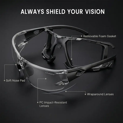 Photochromic Safety Glasses for Adults, Impact-Resistant ANSI Z87.1 Certified Protective Eyewear for Work & Outdoor – Removable Foam Lining Construction Gear Dust Proof Goggles