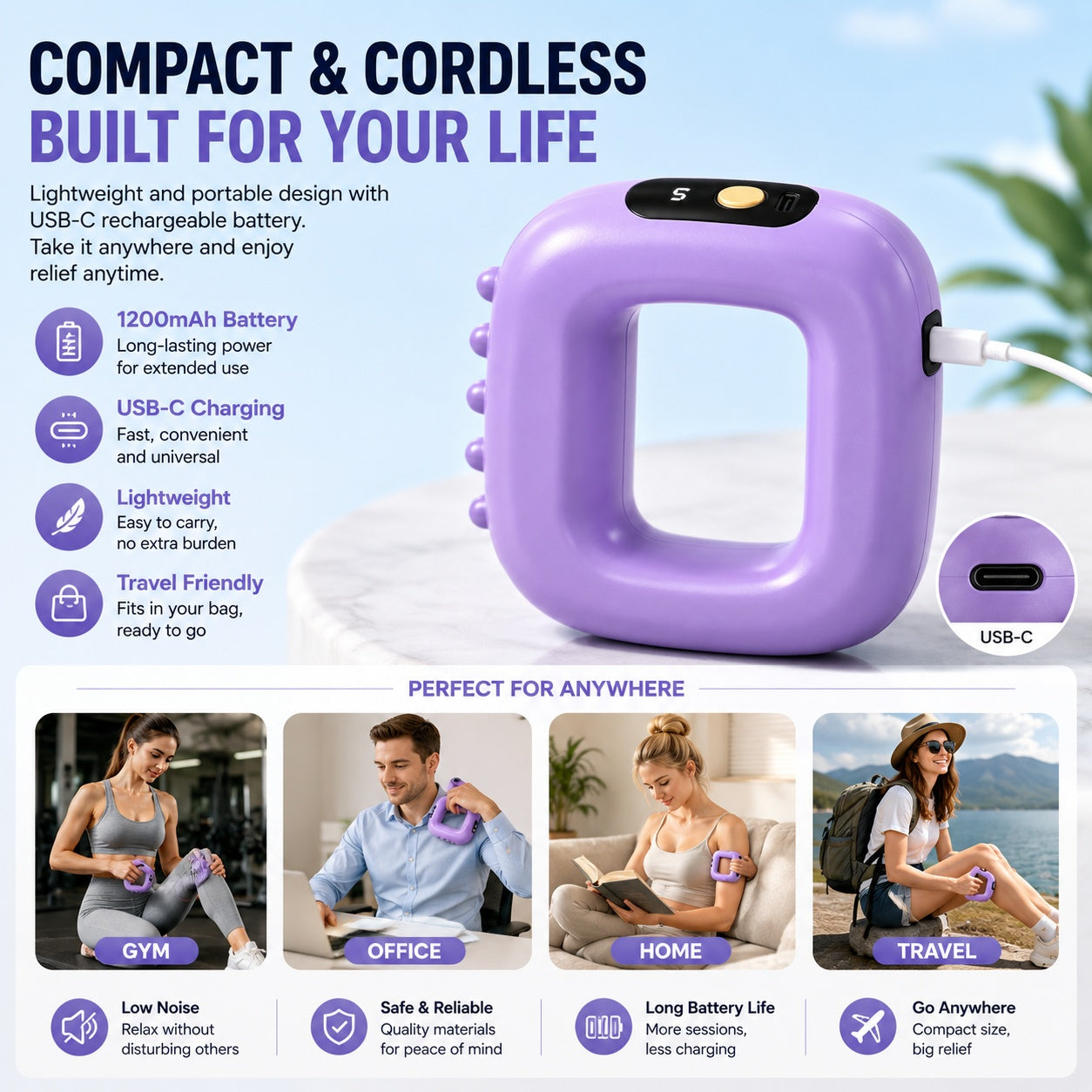 💆 Multi-Functional Fascia Ring – 5-Level Full Body Vibration Massager