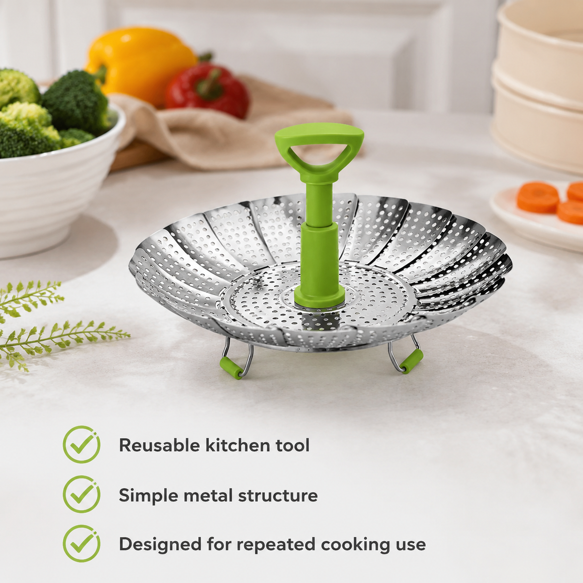 🥦 Expandable Steamer Basket – Turn Your Everyday Pot Into a Steamer