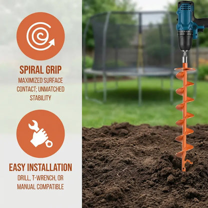 🌀 Heavy-Duty Full Spiral Ground Anchors – Drill-Ready Steel Tie-Down Stakes for Tents & Trampolines 🔩