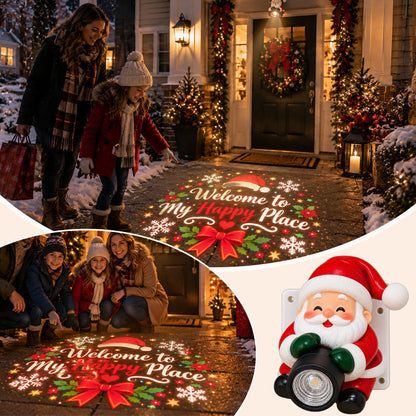 🎅 Santa Christmas Welcome Projector – Colorful Holiday Greeting Light with Adjustable Projection & Remote Power Control