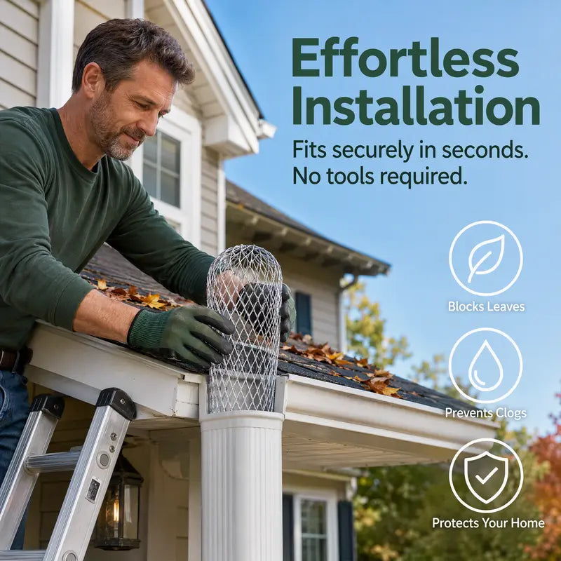 🍂 Expandable Metal Gutter Guard – Flexible Anti-Clog Downspout Leaf & Debris Strainer