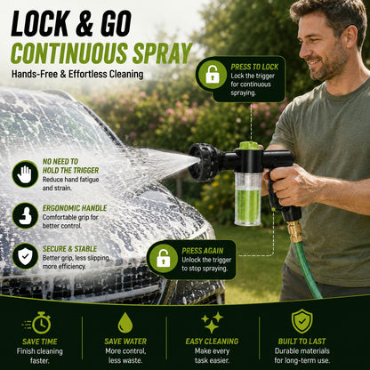 8-Pattern Garden Hose Nozzle with Built-In Soap Dispenser