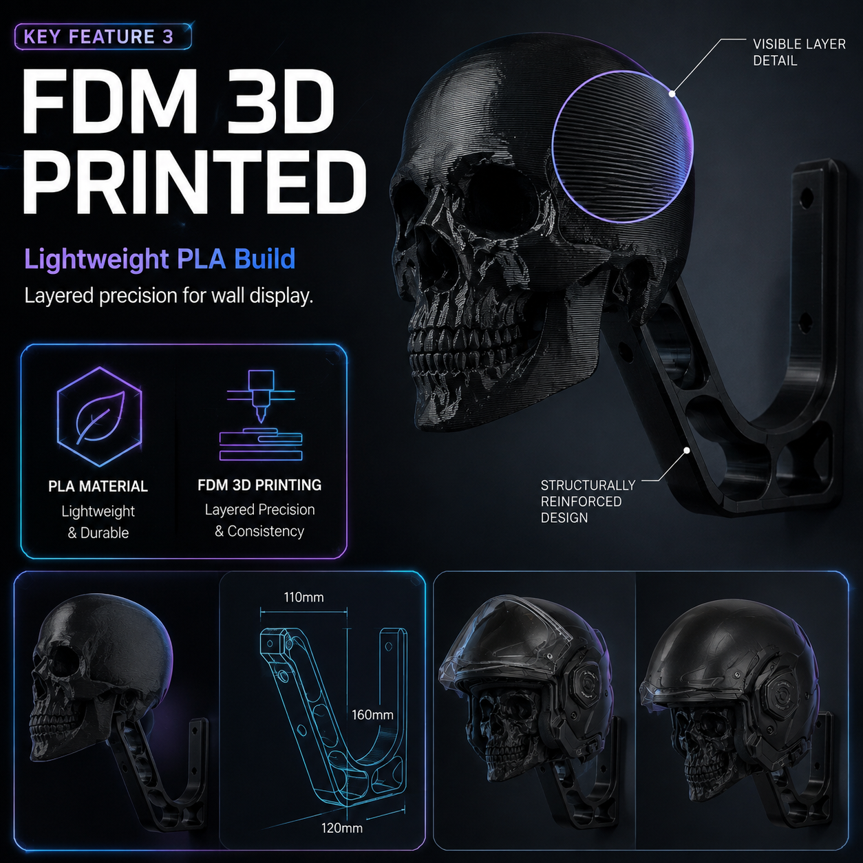 🏍️Skull Motorcycle Helmet Wall Mount
