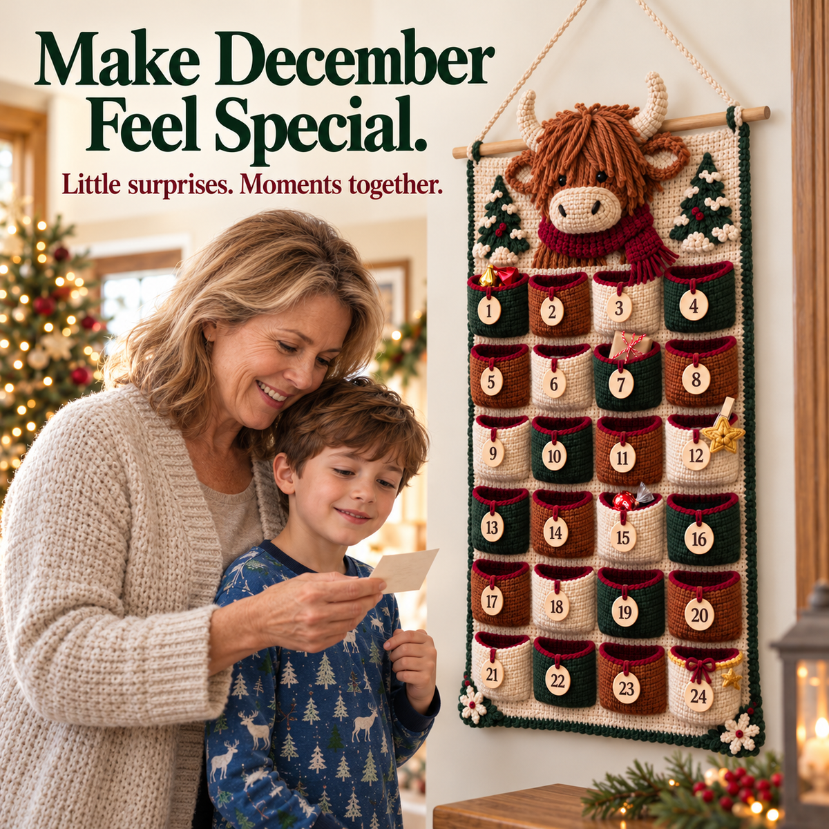 🧶 DIY Crochet Christmas Advent Calendar Kit | 24-Pocket Countdown