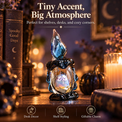 👻 Ghost in Candle Handmade Glass Figurine — Spooky-Cute Collectible Decor