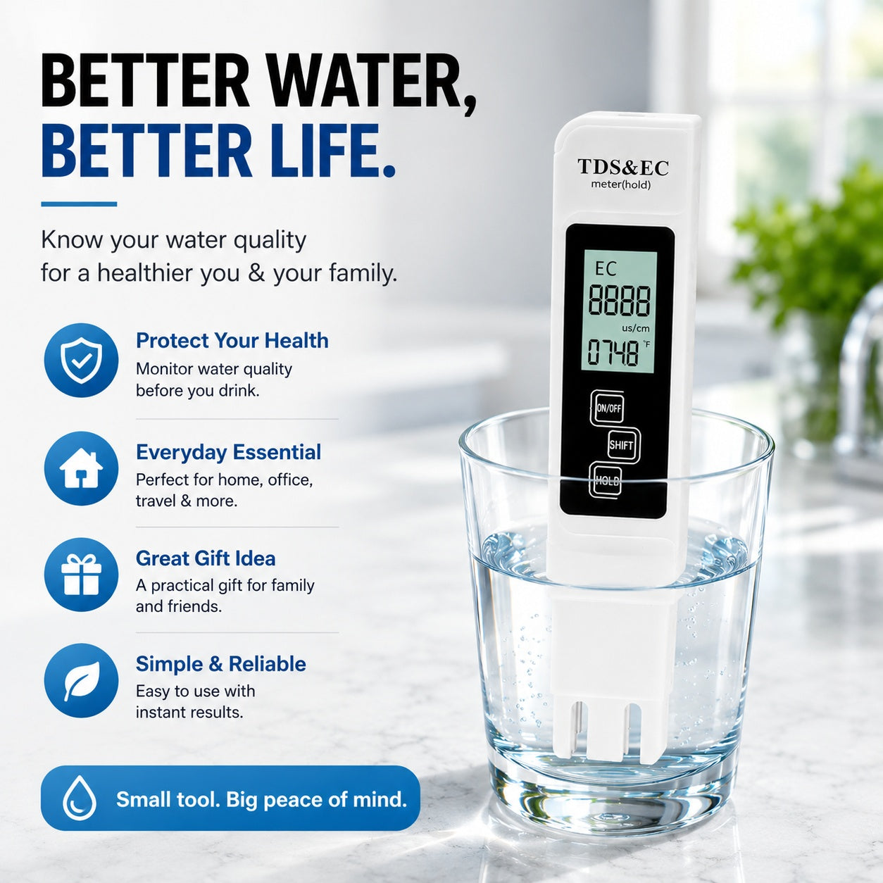 Portable Water Quality Tester – Quick Water Check for Home & Travel