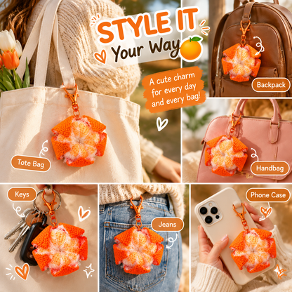 🍊 Crochet Orange Bag Charm – Cute Citrus Accessory for Bags, Backpacks & Keys ✨🎁