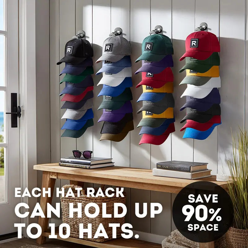 🧢 Wall-Mounted Hat Organizer – Holds Up to 20 Caps
