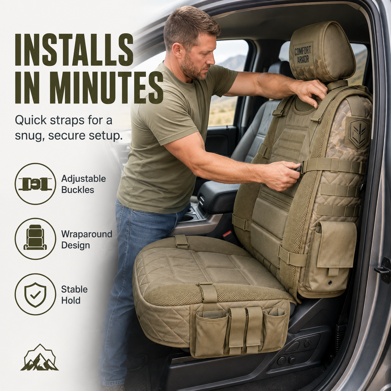 Tactical MOLLE Car Seat Cover Organizer – Rugged Protection & Smart Storage