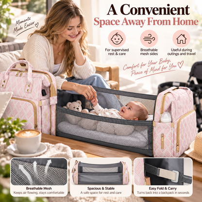 👶  2-in-1 Baby Diaper Bag Backpack – Fold-Out Care Space & Large Storage